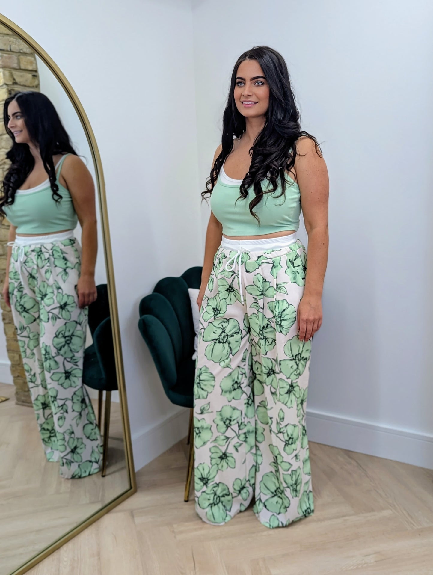 Flower co-ord double lined crop top