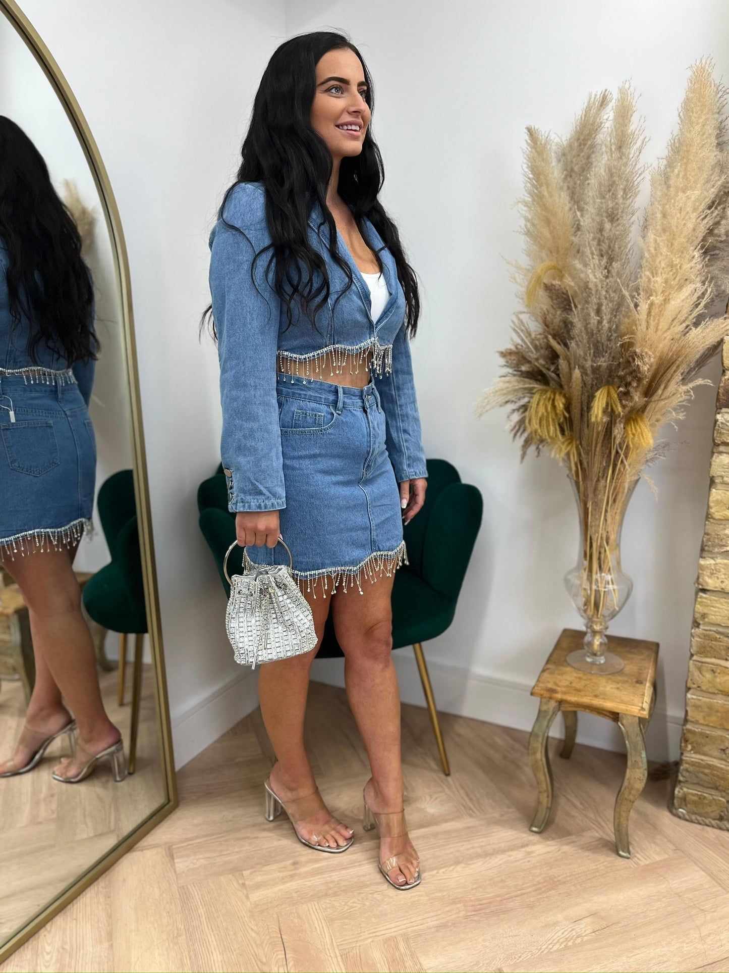 Hallie denim skirt dangle co ord