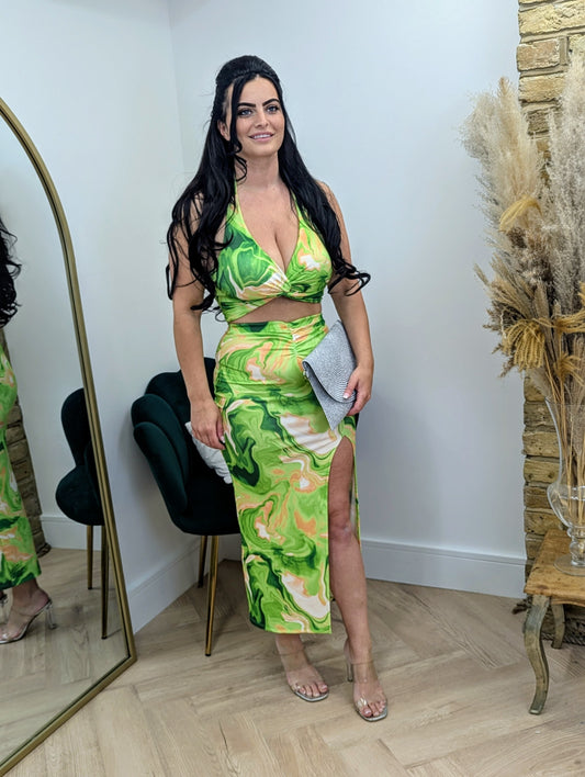 Sandra halter neck skirt co ord