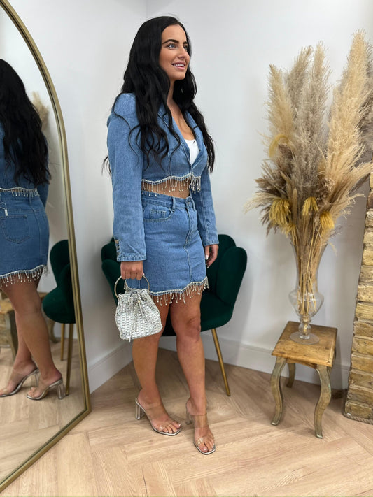 Hallie denim skirt dangle co ord